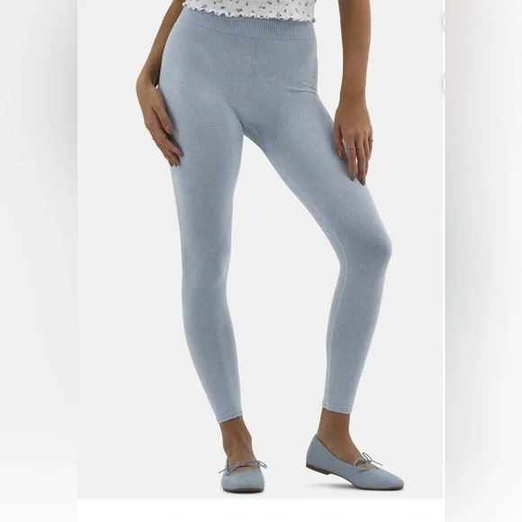 🔴 3/$12 No Boundaries Women’s Light Blue Women's Ribbed Seamless Leggings! NWT! - Picture 1 of 9
